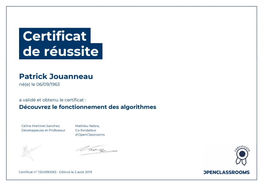 Certificat OpenClassromm